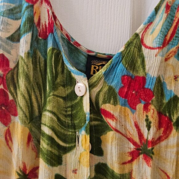 Bilia Floral Vibrant Colorful Fall Green Hot Pink midi pockets dress m - Picture 4 of 10